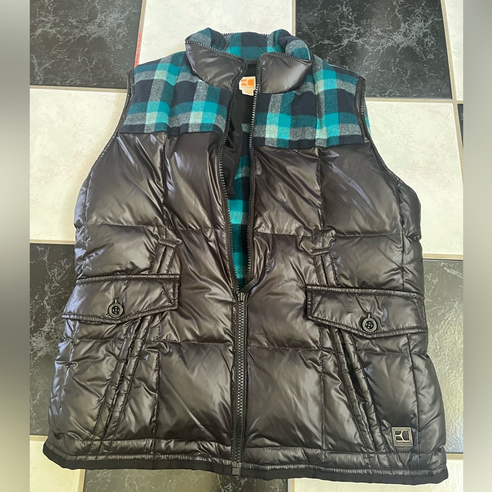 NWT 100% AUTH BOSS ORANGE Men's Black and Teal Puffer Vest Sz 42R